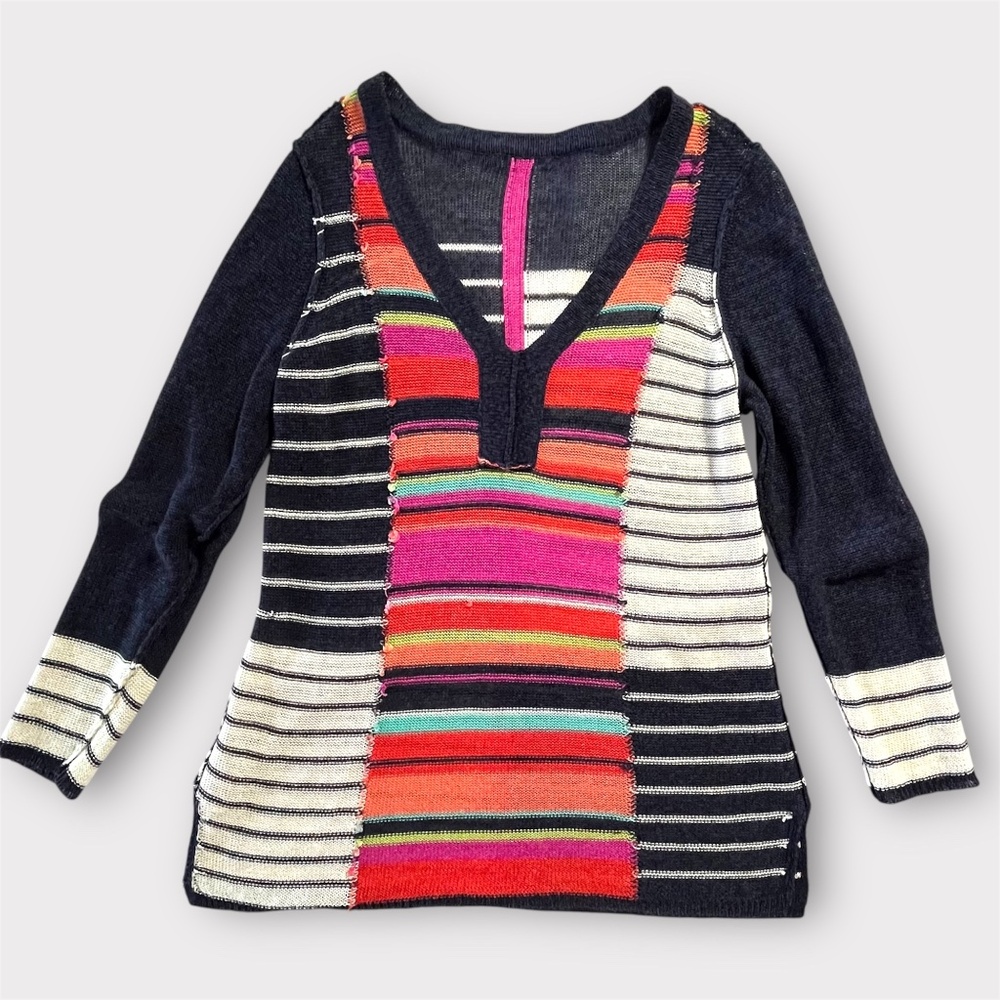 NIC+ZOE “Highline” Linen Blend Striped Tunic Top - Picture 10 of 11